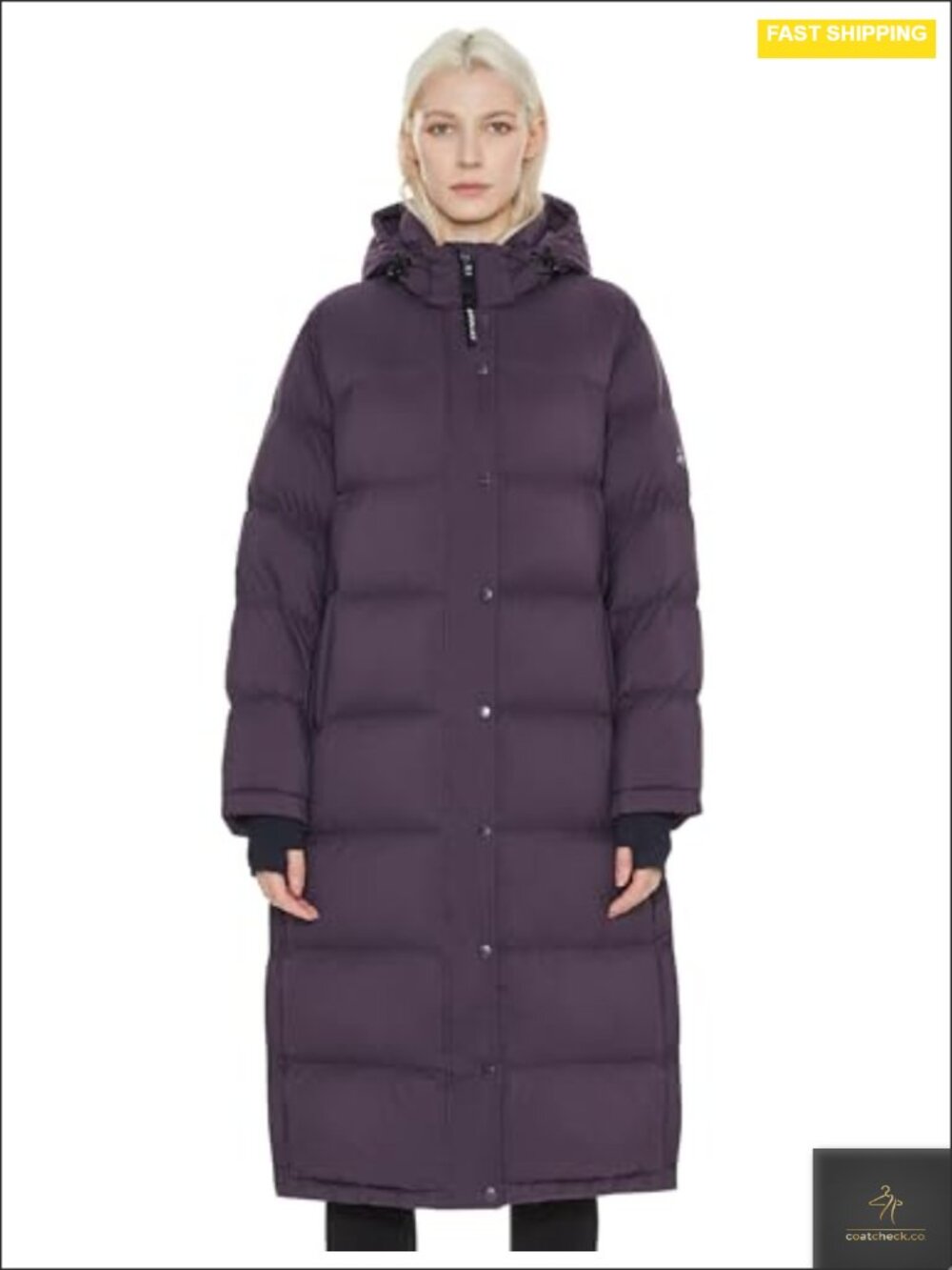 Women's Maxi Down Puffer Coat, 90% Duck Down 700+ Fill, Detachable Hood